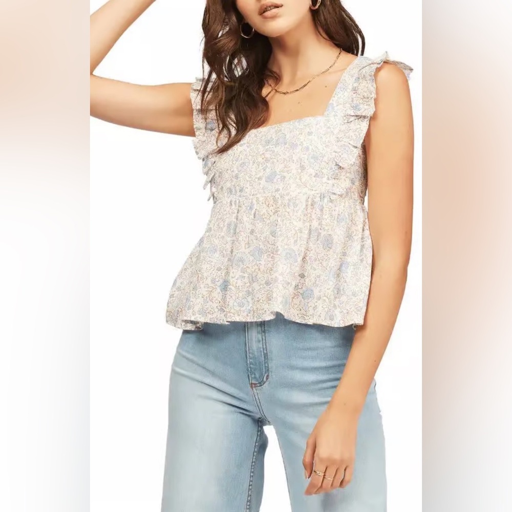 Billabong Blue and Cream Floral Blouse